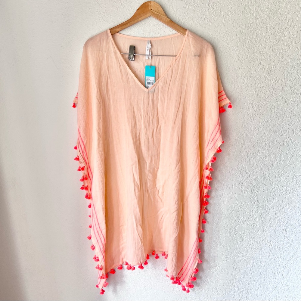 Seafolly Amnesia Kaftan Beach Cover Up in Coral NWT